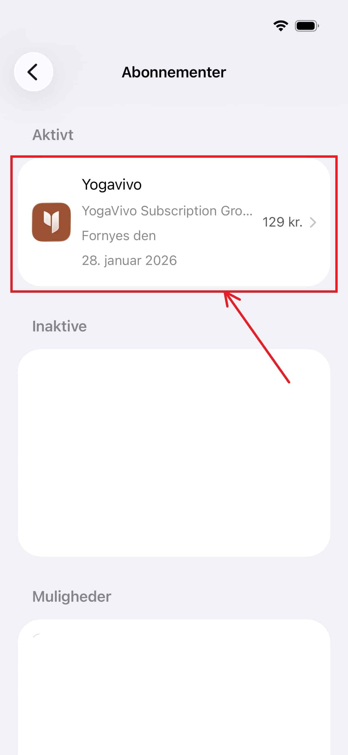 Vælg Yogavivo-abonnementet